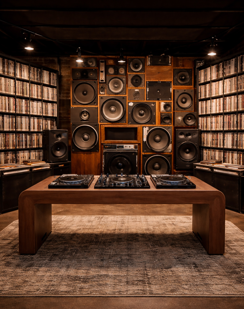 Tony Studio LA interior with vintage speakers and DJ setup